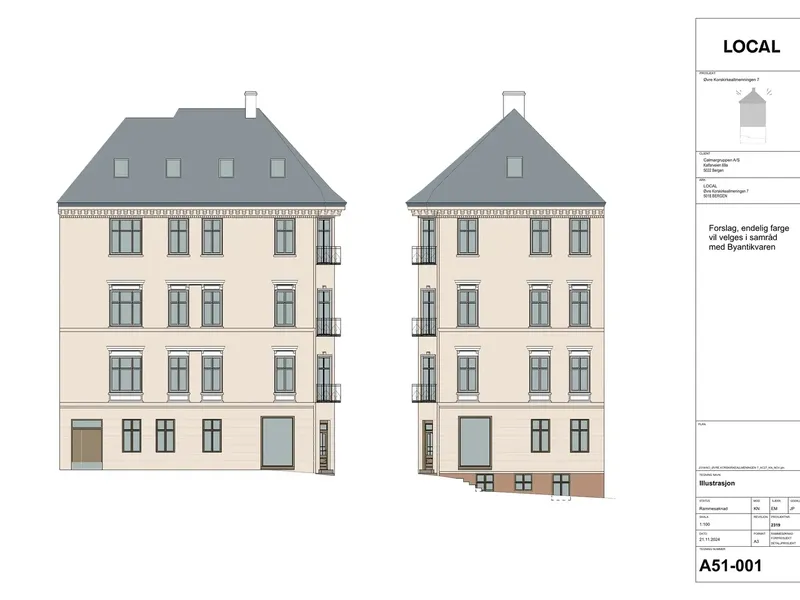 Fasade fra byggesøknad