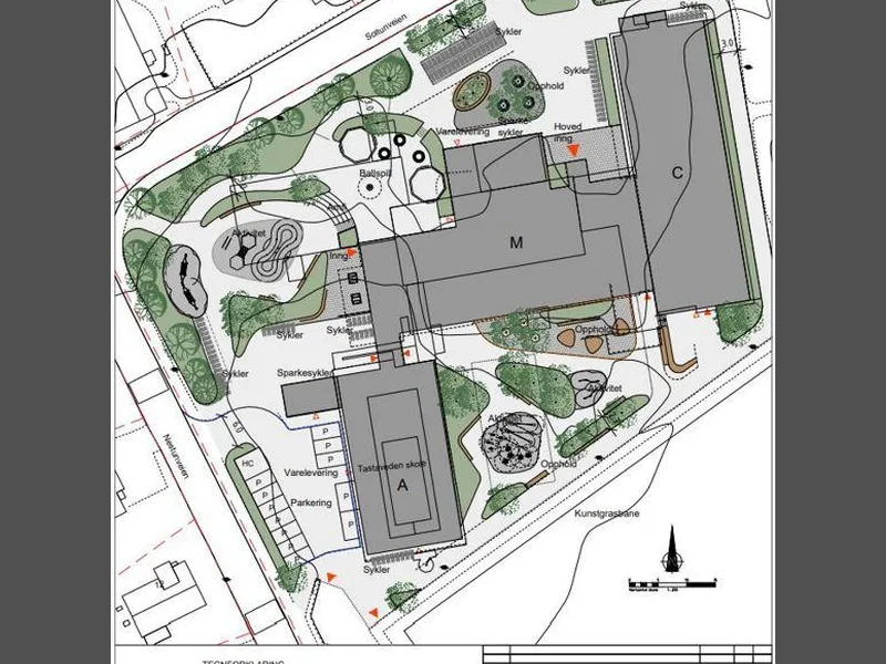 kart som viser planen for uteområdene for skolen.