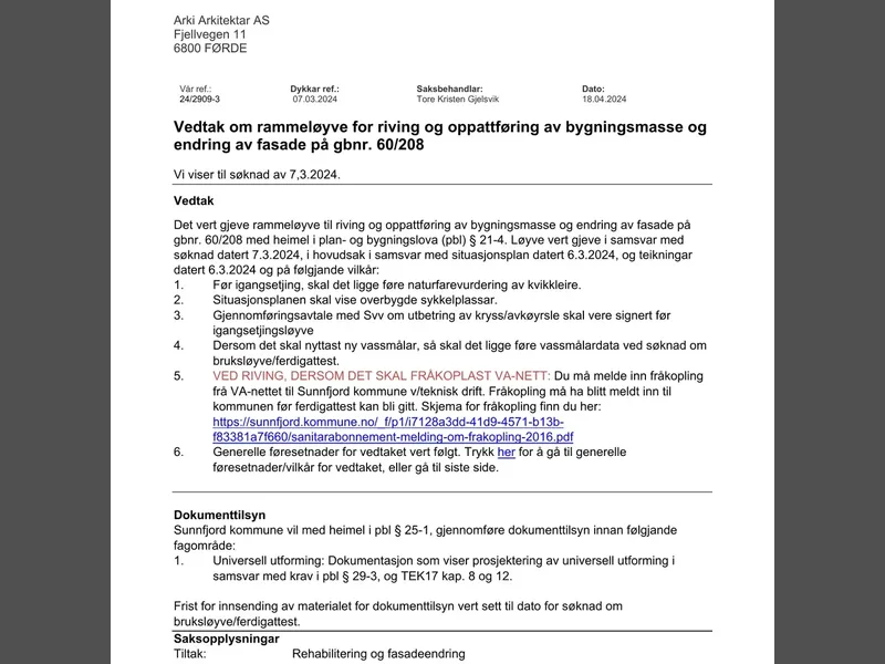 Fasade fra byggesøknad