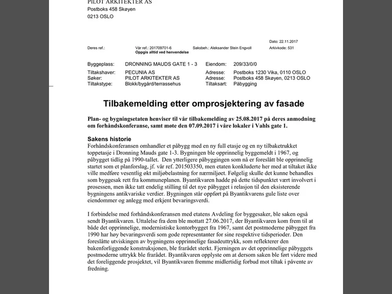 Fasade fra byggesøknad
