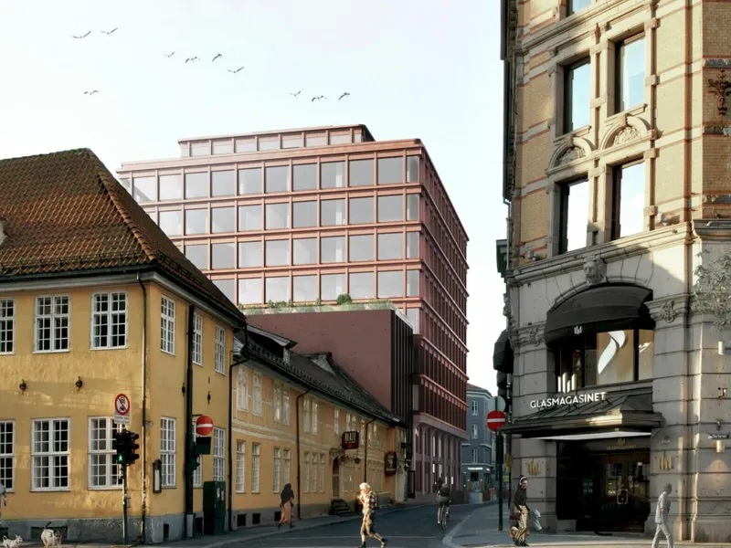 Prosjektet i Grubbegata ligger sentralt ved Stortorvet i Oslo sentrum, og er en del av reguleringen for regjeringskvartalet. Illustrasjon: Hille Melbye Arkitekter. 