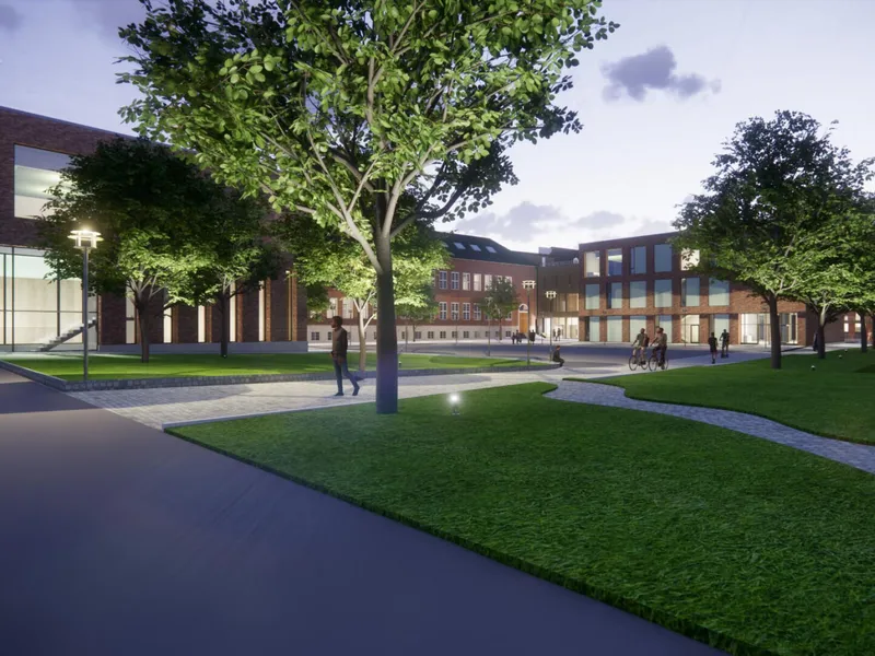 Området rundt Trondheim katedralskole får et nytt og mer åpent preg. Ill. Rambøll (Henning Larsen arkitekter og Rolvung og Brøndsted arkitekter).