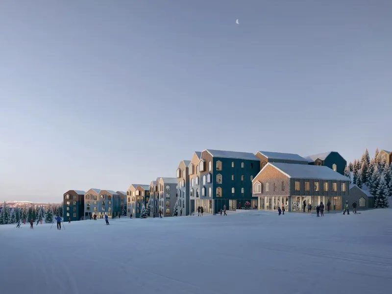 FJELLSENTRUM: Favn er en del av en større sentrumsplan i fjellet. Dette er illustrasjonstegninger som viser ferdigstillelse. FOTO: Favn Hafjell