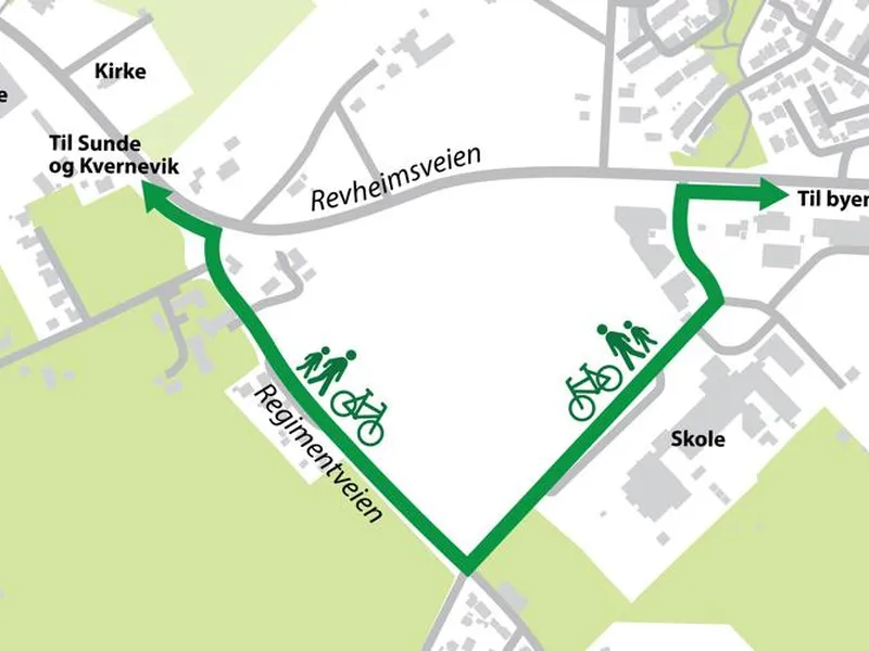 Kart over omvei om Regimentveien