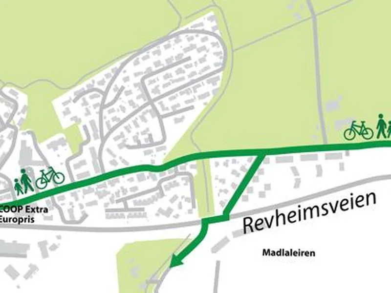 Kart over omvei om Ragbakken