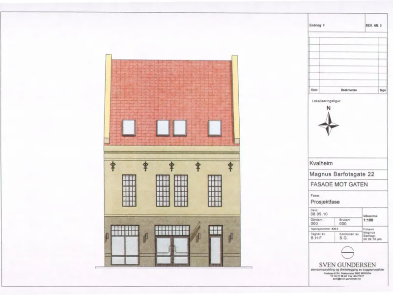 Fasade fra byggesøknad
