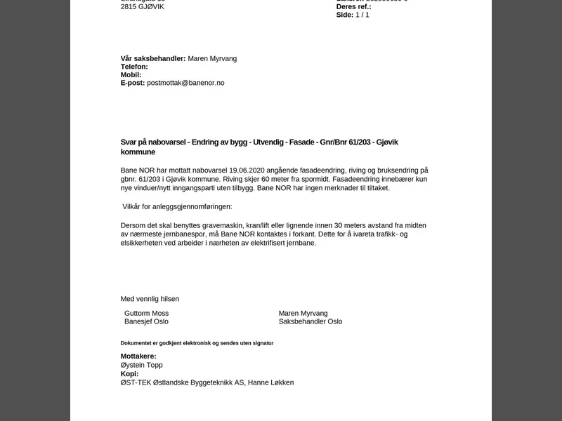 Fasade fra byggesøknad