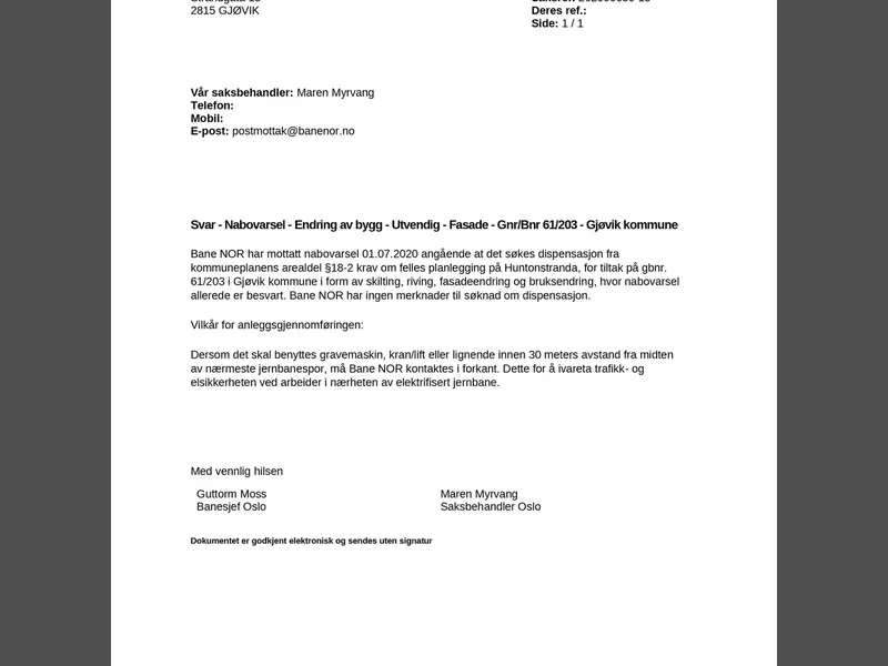 Fasade fra byggesøknad