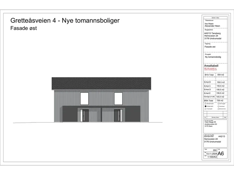Fasade fra byggesøknad