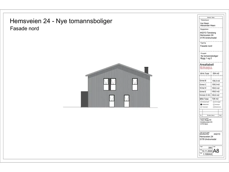 Fasade fra byggesøknad