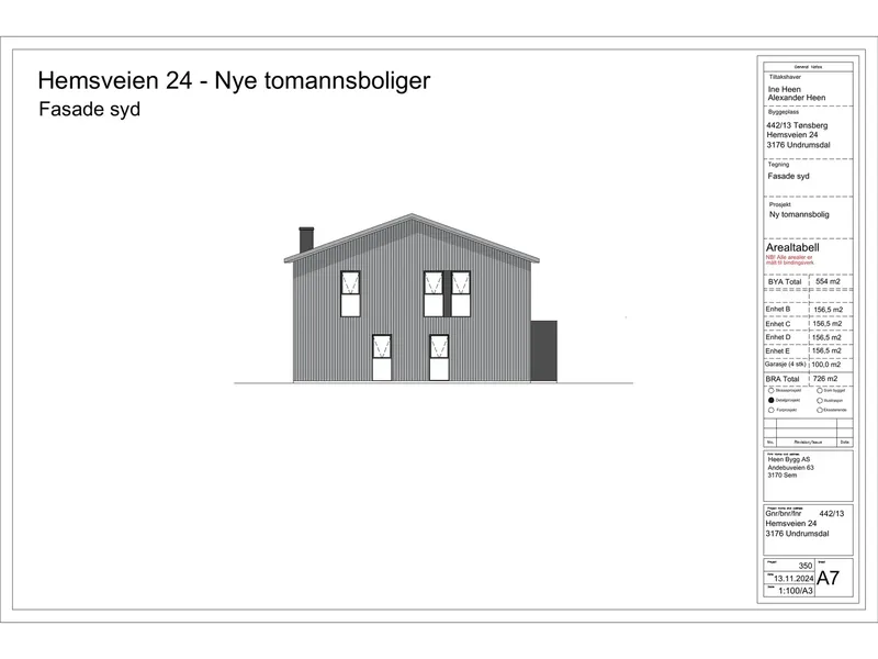 Fasade fra byggesøknad