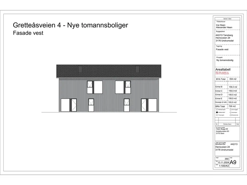 Fasade fra byggesøknad