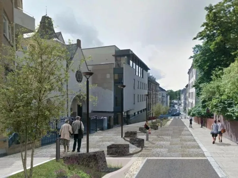 Bergstien ligger i bydel St. Hanshaugen, og går fra Akersbakken ved Vår Frelsers gravlund til Geitmyrsveien ved St. Hanshaugen. Illustrasjon: Henning Larsen, Oslo kommune.