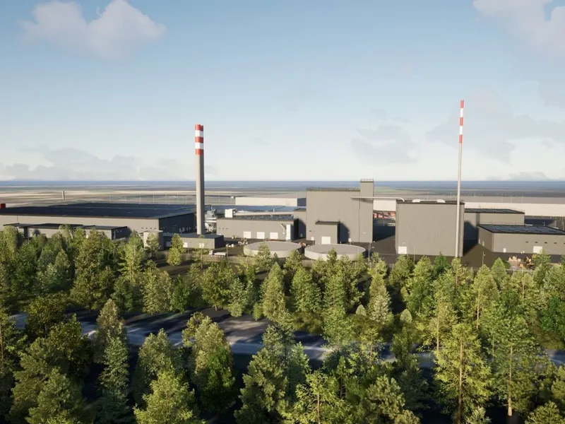Rockwool skal bygge ny fabrikk i Eskilstuna Logistikpark. Illustrasjon: Rockwool Nordic