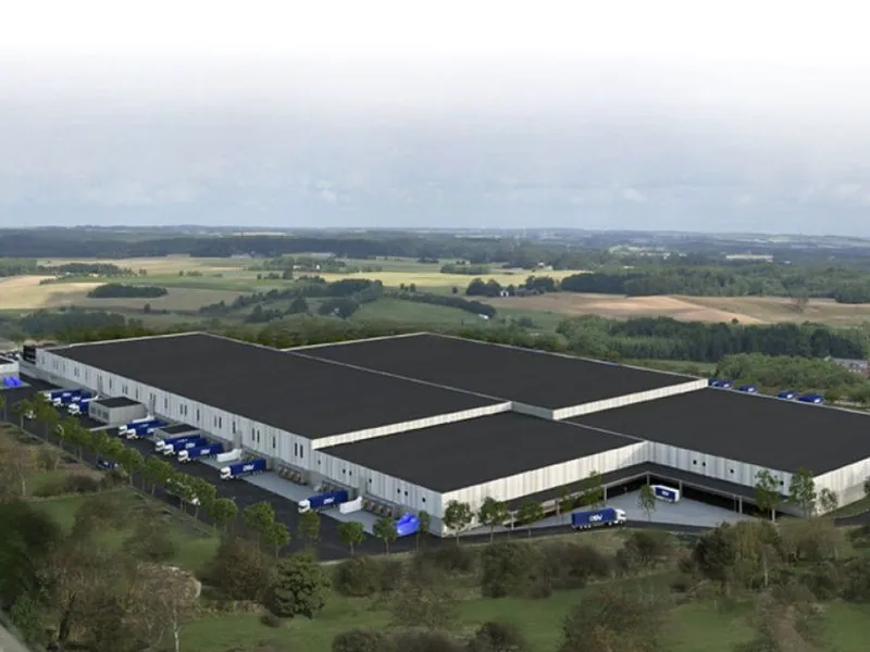 Nytt logistikksenter i Rosersberg nord for Stockholm. Illustrasjon: DSV