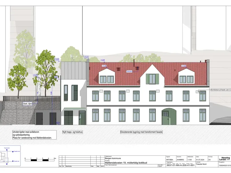 Fasade fra byggesøknad