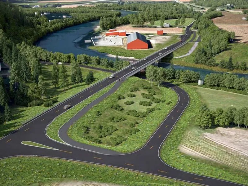 Omtrent slik vil området rundt Elverhøybrua se ut når prosjektet er ferdig. (Illustrasjon: Rambøll)