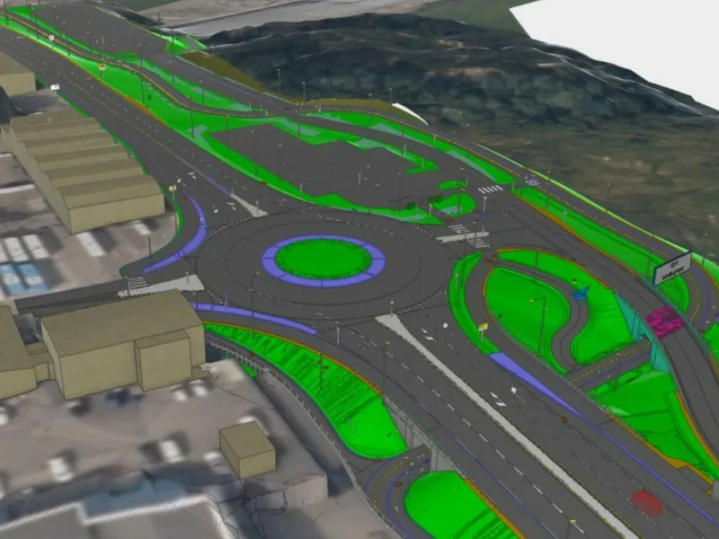 Første delprosjekt i Bypakke Kristiansund omfatter blant annet bygging av rundkjøring og undergang på riksvei 70 i krysset Trollsvingen-Røsslyngveien.. Illustrasjon: Statens vegvesen