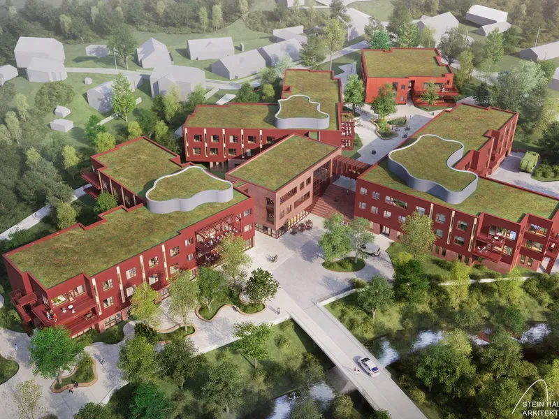 Illustrasjon av hvordan Sagatangen helsehus kan bli. 
(Stein Halvorsen Arkitekter AS)