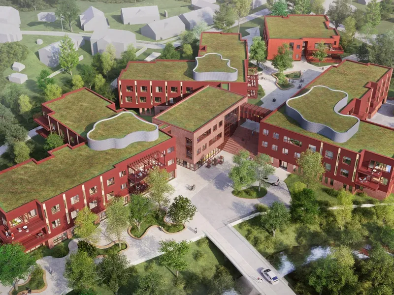 Sagatangen helsehus vil se slik ut når det står ferdig.. Illustrasjon: Stein Halvorsen Arkitekter