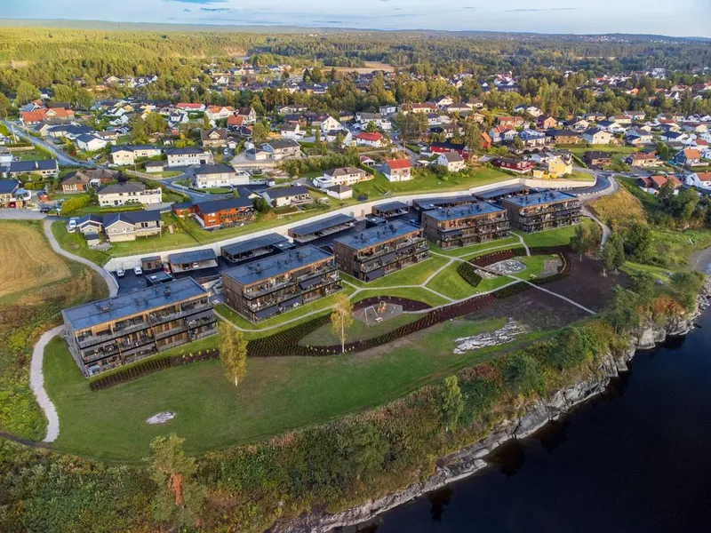Sandbukta Terrasse ligger på Hafslundsøy i Sarpsborg. Foto: HABO