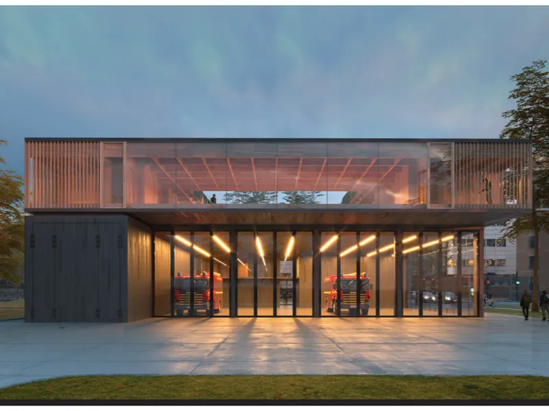 Sentrum brannstasjon skal tas i bruk i 2023.  (Foto: Gottlieb Palidan Architects A/S)