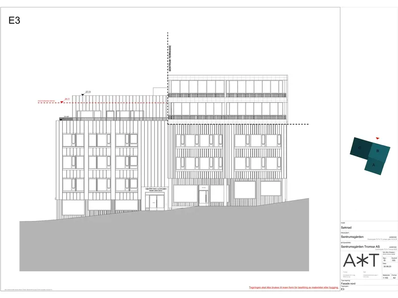 Fasade fra byggesøknad