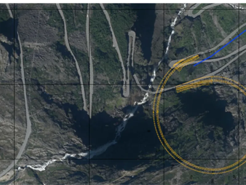 Skisse som viser eventuell tunnel i Trollstigen - Klikk for stort bilete