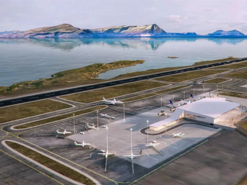 Nye Bodø lufthavn. Illustrasjon: HENT / LPO Arkitekter og Archus Arkitekter.