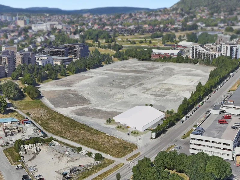 Illustrasjon av ombrukssentralen i fugleperspektiv