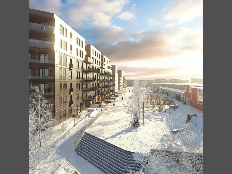 Boligprosjektet Skårerløkka består av 95 nye leiligheter sentralt i «nye Lørenskog sentrum».