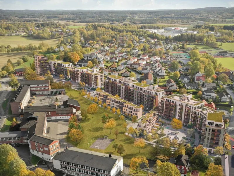 Skolekvartalet i Ski.. Illustrasjon: LINK Arkitektur.
