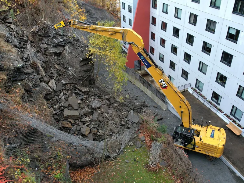 Fra arbeidet med å sikre skredområdet på Carl Berner. Foto: Steer.