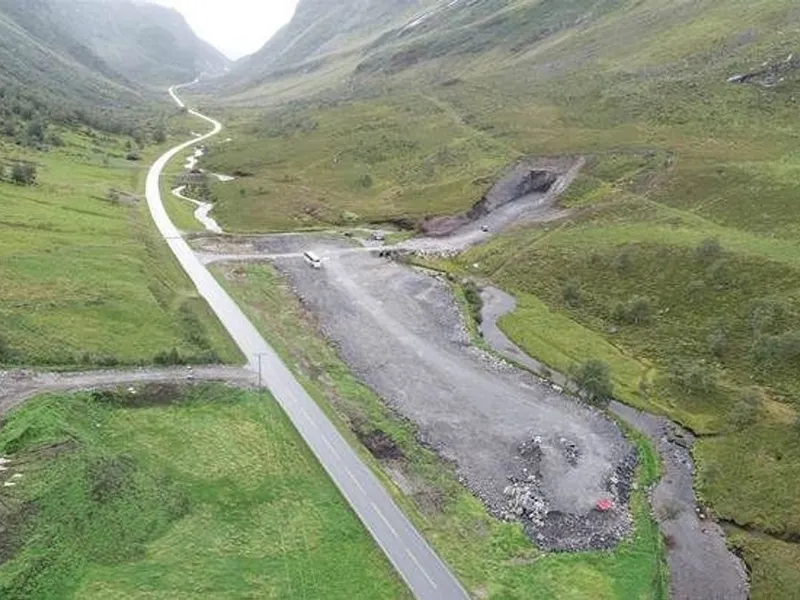 Tunnelpåbygg og riggområde på Indreeide. Foto: Møre og Romsdal fylkeskommune
