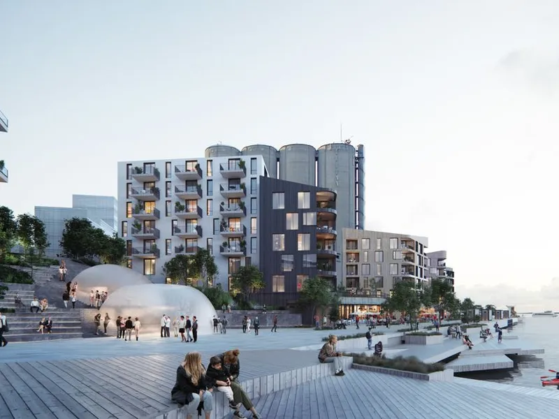 Løsningen på Slemmestad, som baserer seg på renset avløpsvann, er den første i sitt slag i Norge. Foto: TAG Arkitekter