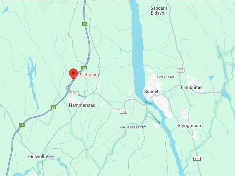 Kartplassering av Sletta bru.