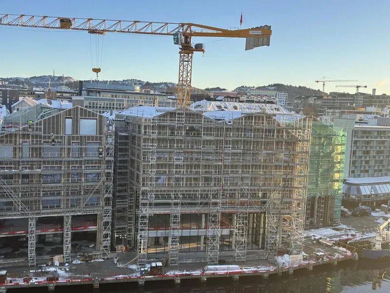 I Haugesund bygger Veidekke et kontor- og næringsbygg på rundt 8.500 kvadratmeter. Foto: Veidekke.