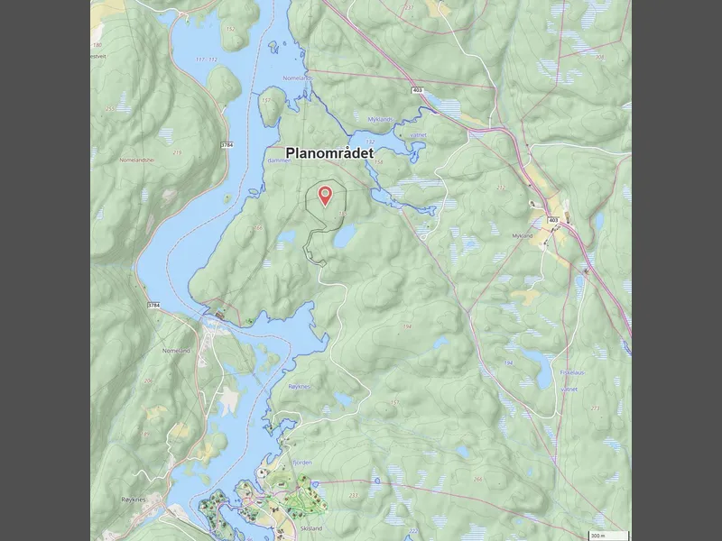 Skipmannsheia ligger nord for Skisland - Klikk for stort bilde