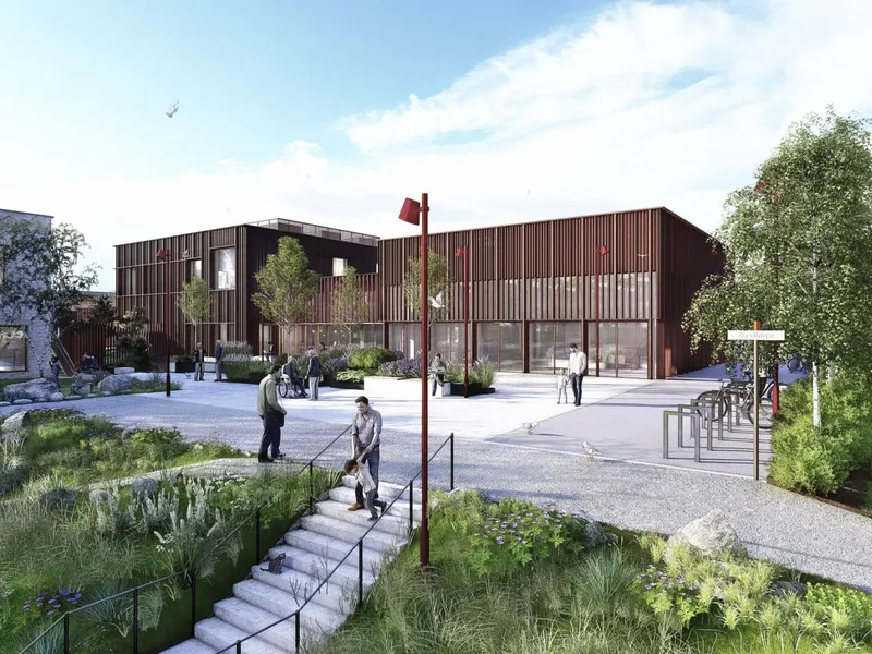 GK har signert storkontrakt med Consto om totalteknisk leveranse på Solsiden bo- og aktivitetssenter.. Illustrasjon: PIR2 AS og Praksis arkitekter