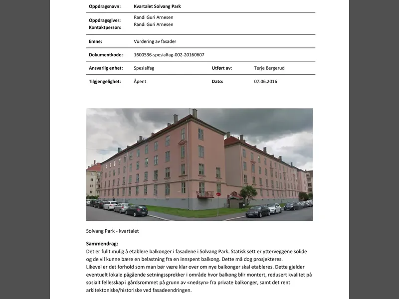 Fasade fra byggesøknad