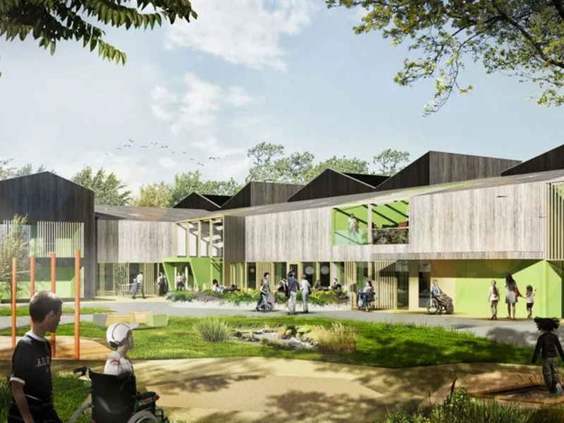 Sommerlystvegen barne- og avlastningsboliger skal bygges i massivtre og miljøsertifiseres etter BREEAM. Illustrasjon: Rambøll arkitektur