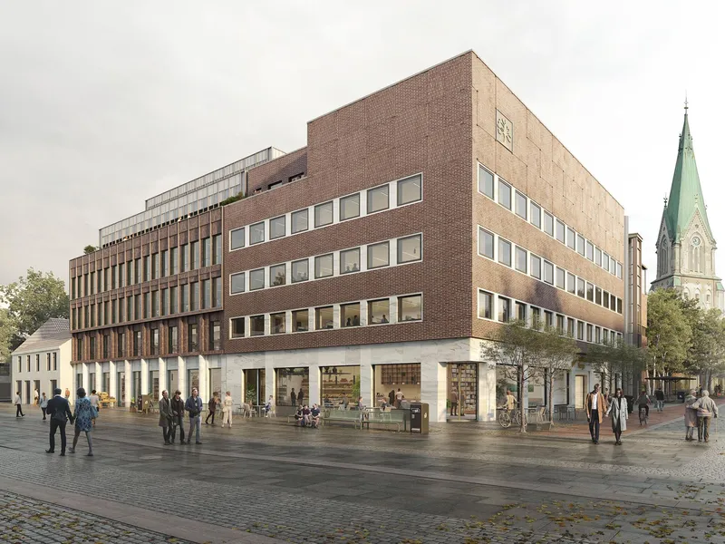 Foreløpige tegninger av K26 i Kristiansand sentrum. Det kan komme endringer. Ill. Reiulf Ramstad Arkitekter.
