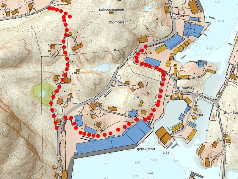 Traseer for myke trafikanter, beskrevet i tekst - Klikk for stort bilde