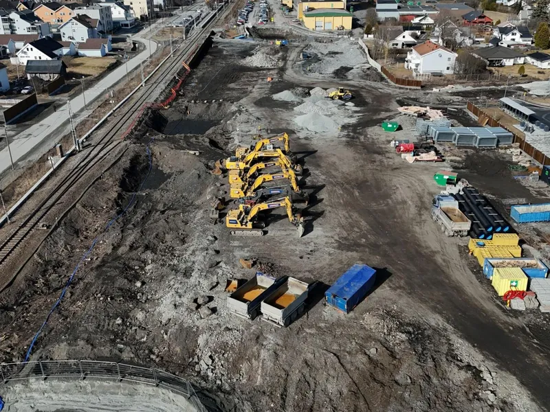 Arbeidet i Stangebyen starter igjen mandag. Foto: Bane Nor.