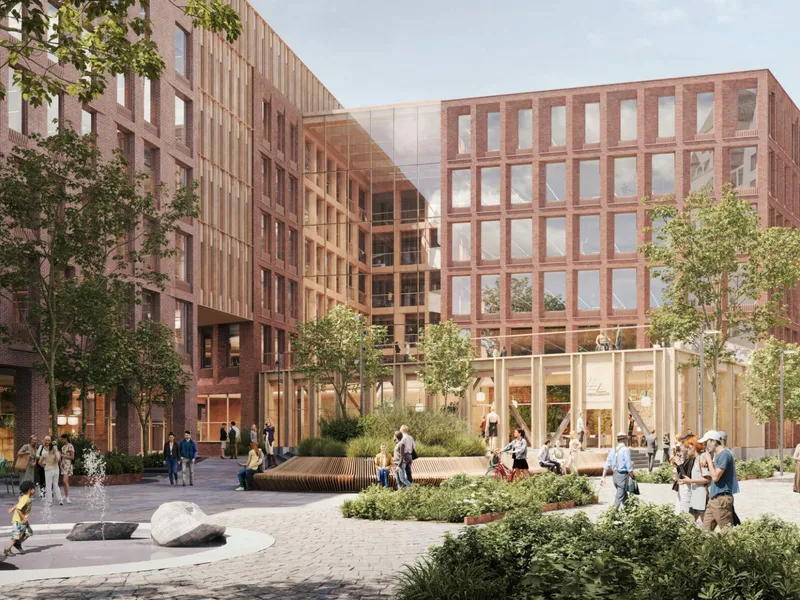 Slik blir det nye kontorbygget på Fiskebrygga. Illustrasjon: vivid vision og A-Lab.