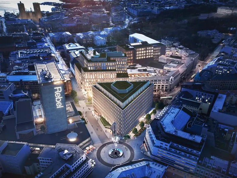 Red Bull Norway vil fra 2023 spre sine vinger over Tullin og St. Olavs plass 5. Illustrasjon: 3D Estate