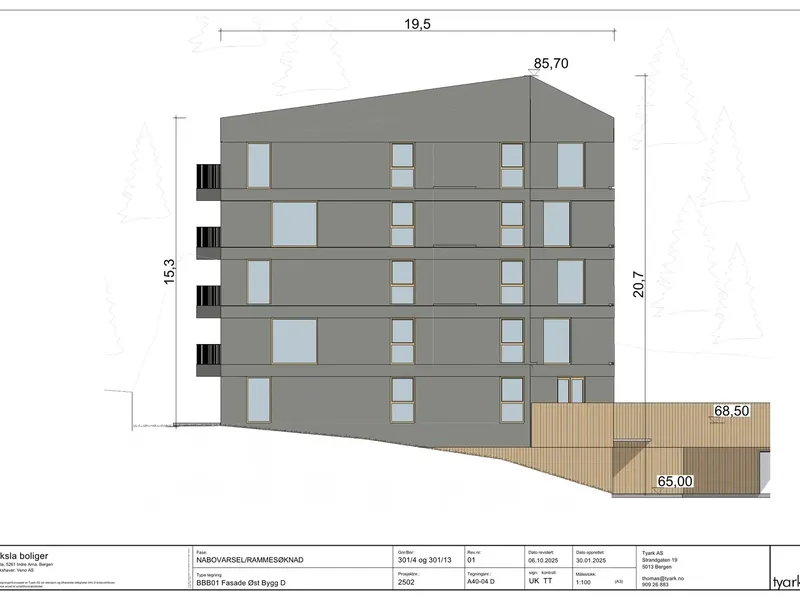 Fasade fra byggesøknad