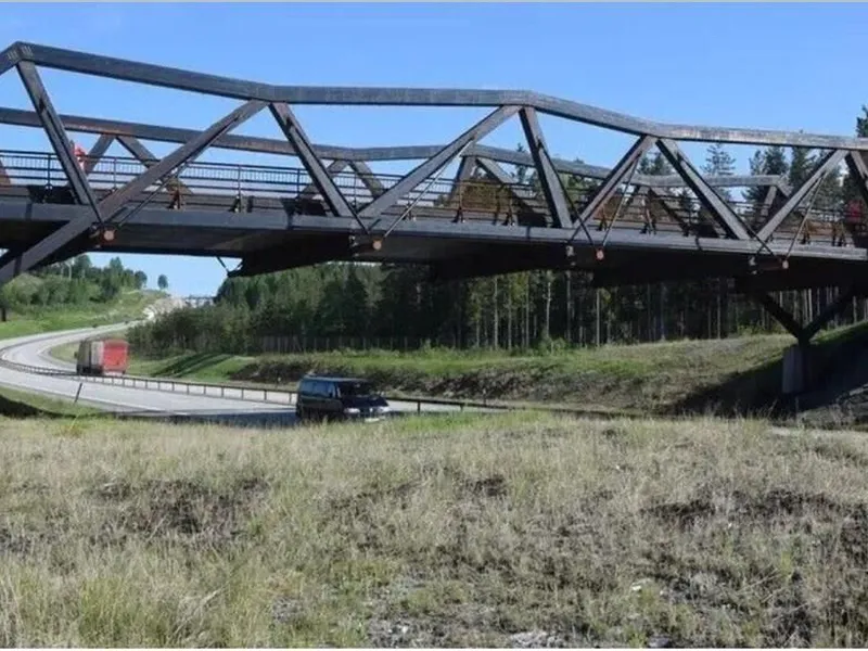 Trebrua over E6 ved Eidsvoll blir historie fra senest 8. august.. Foto: Statens vegvesen