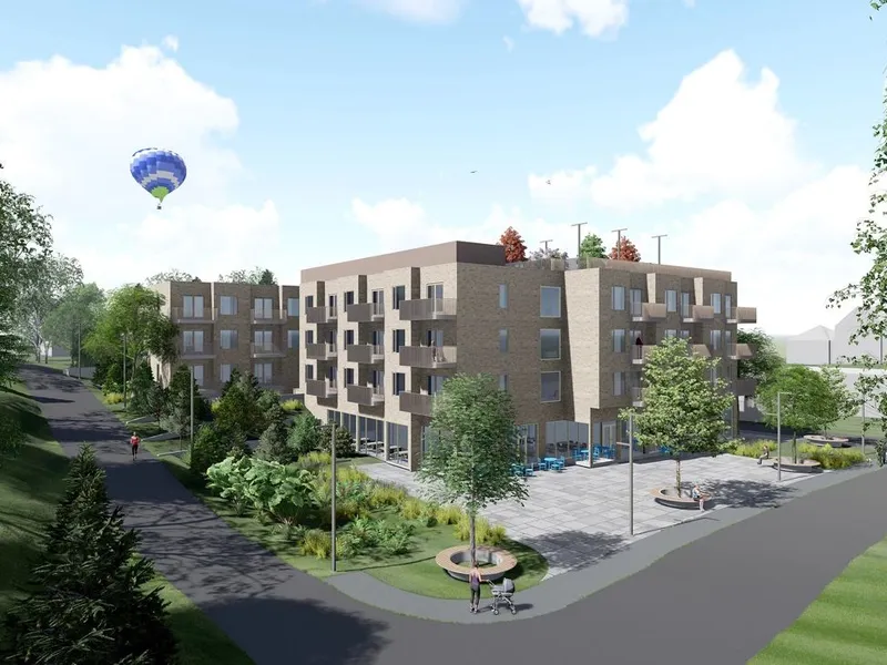 Sundet omsorgsbygg vil romme blant annet 48 nye omsorgsboliger. Prosjektet skal være ferdig i juni 2024.Illustrasjon: MAP arkitekter