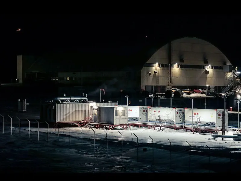 Biogassanlegget på Svalbard lufthavn sett ovenfra
